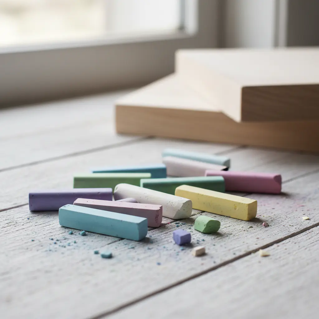 Soft pastel paints and wood