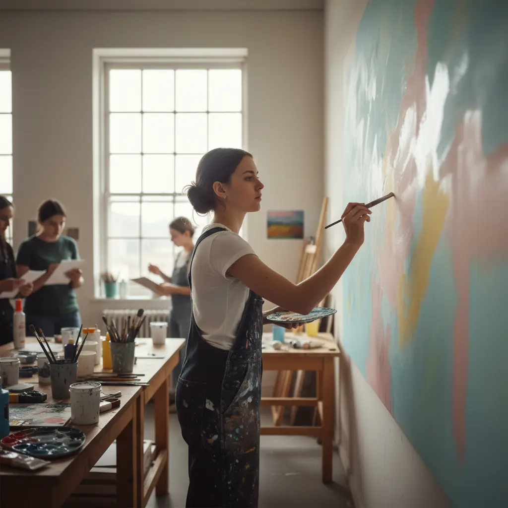 Team member painting